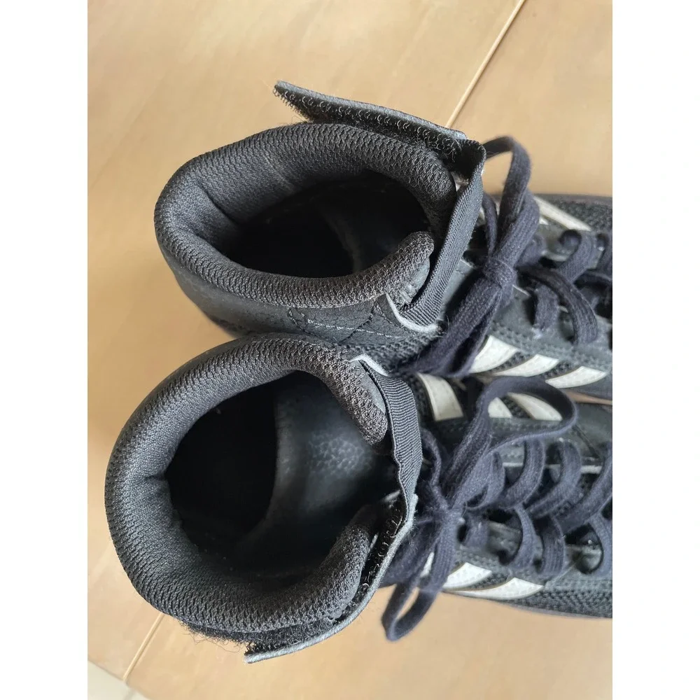 Adidas Black Wrestling Shoes High Top Lace Up Ankle Strap Mens Kids Youth US 5.5